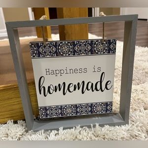 Grey Happiness is Homemade hanging sign 8” x 8”
